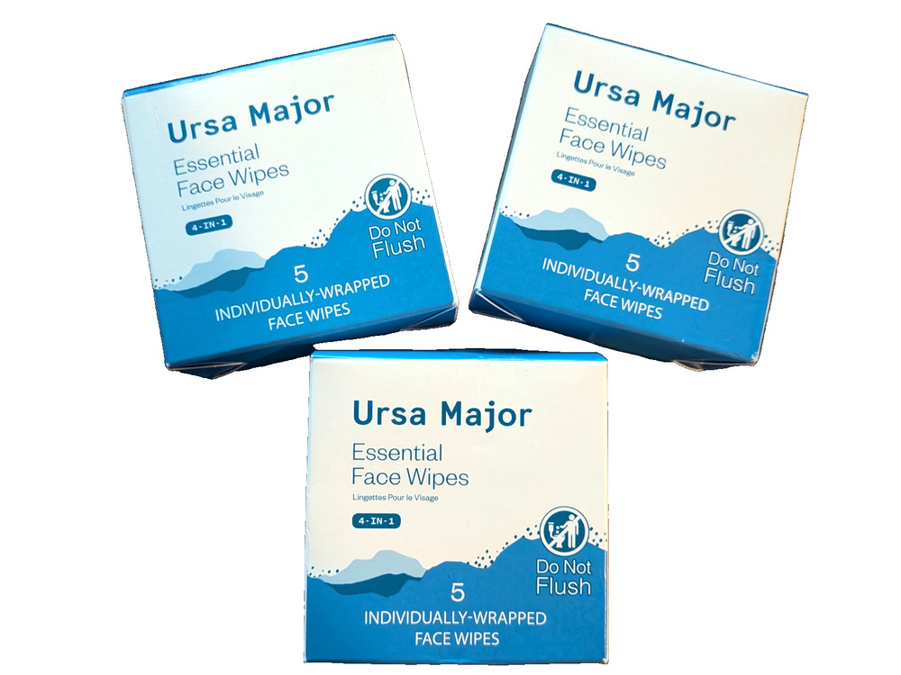 Ursa Major Essential Face Wipes 4-in-1 Facial Cleansing Wipes (15 total wipes)